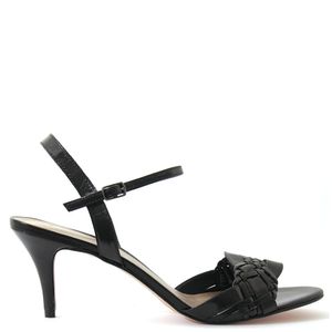 Sandália tramada c/ salto fino Preta