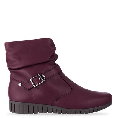 Bota com drapeado e fivela Vinho