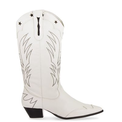 Bota western cano alto Off-white
