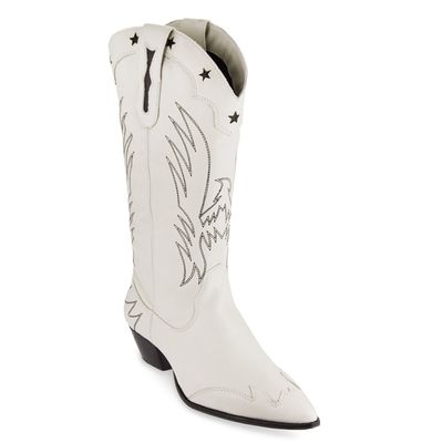 Bota western cano alto Off-white