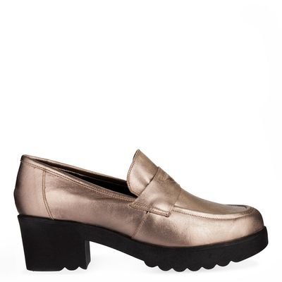 Mocassim salto grosso Prata Velho