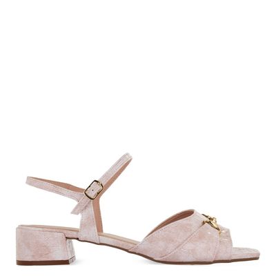 Sandália salto baixo c/ fivela Multicor Off-white