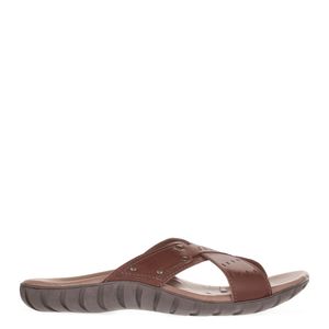 Chinelo com tiras cruzadas Marrom