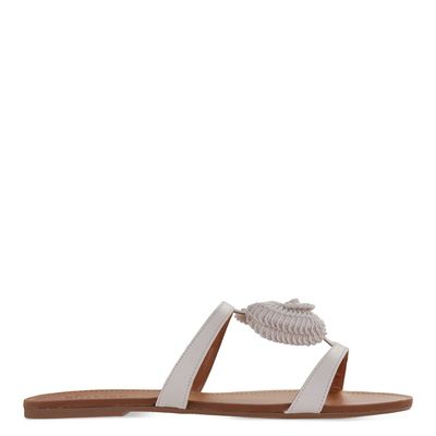 Rasteira com flor Off-white