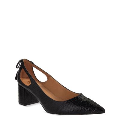 Scarpin vazado com laço Preto