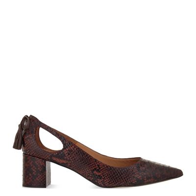 Scarpin vazado com laço Marrom