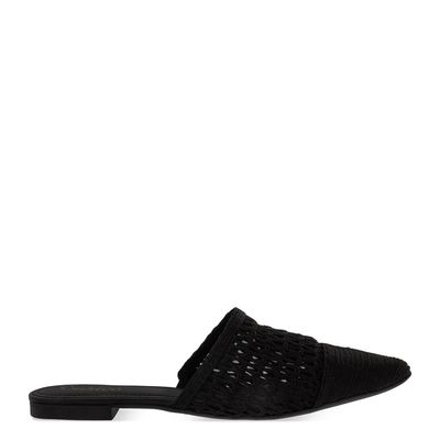 Mule bico fino tramado Preto