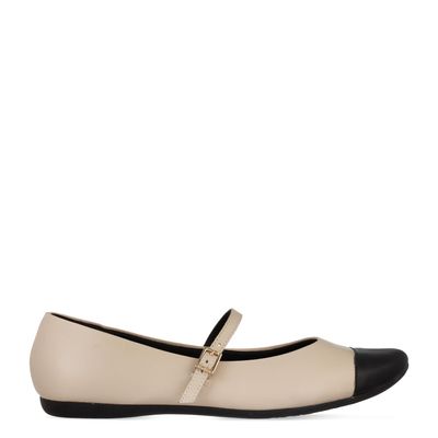 Sapatilha boneca usaflex Bicolor Off-white