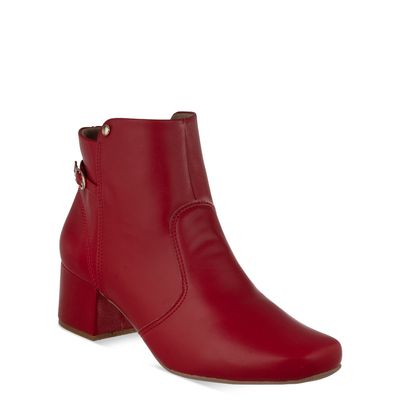 Bota cano baixo c/ fivela Vermelha