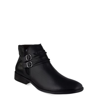 Bota Cano Baixo com Fivelas Preto