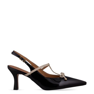 Scarpin Aberto Slingback Bicolor Preto