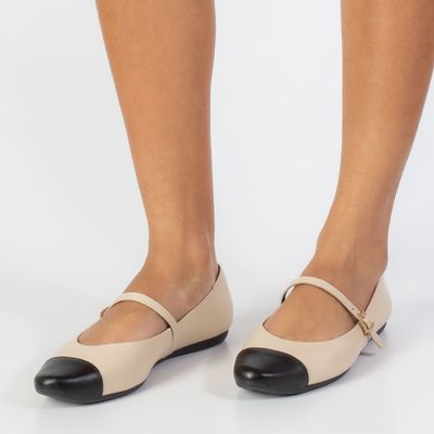 Sapatilha boneca usaflex Bicolor Off-white