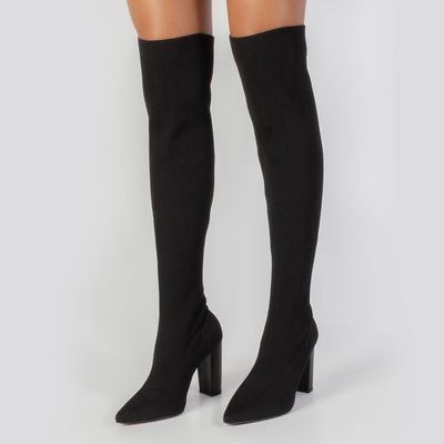 Bota Cano Alto de Elástico Preto