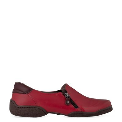 Sapato Esporte com Zíper Bicolor Vermelho