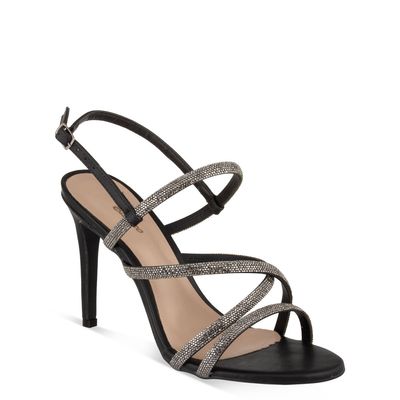 Sandália Salto Alto com Strass Preto