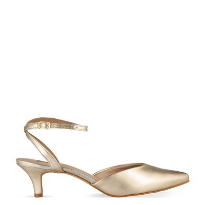 Scarpin Aberto Bico Fino Ouro