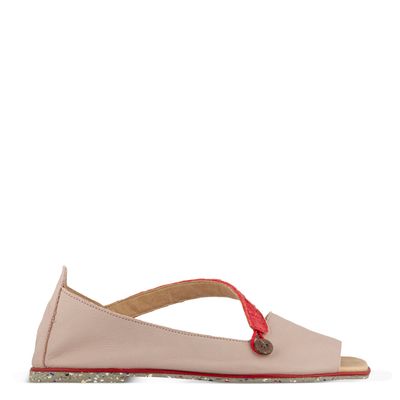 Sandália Tira de Couro de Pirarucu Bicolor Off-White