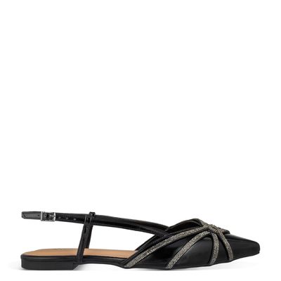 Sapatilha Tiras com Strass Preto