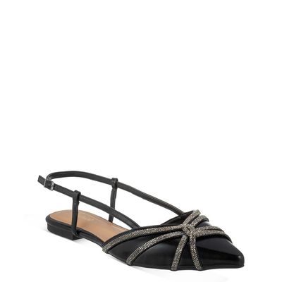 Sapatilha Tiras com Strass Preto