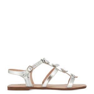 Sandália com Enfeite Geométrico Alumínio