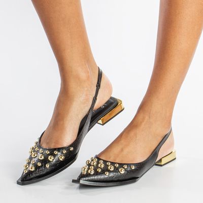 Slingback Com Esfera Preto