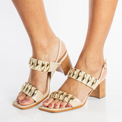 Sandália Salto Médio Off-White