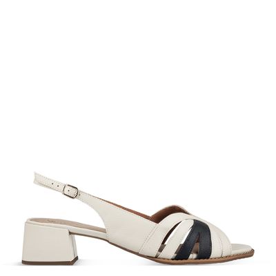 Sandália Tiras Recortadas Bicolor Off-White