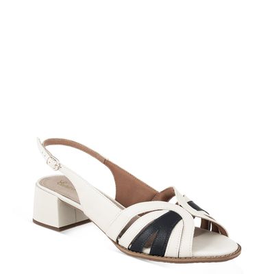 Sandália Tiras Recortadas Bicolor Off-White