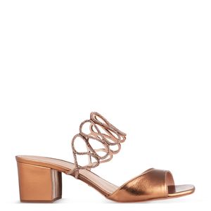 Tamanco Tiras de Strass Bronze