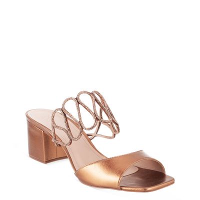 Tamanco Tiras de Strass Bronze