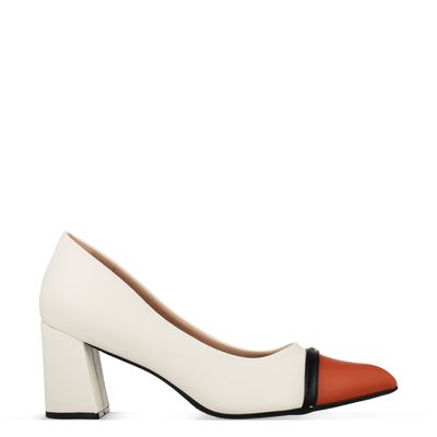 Scarpin Bico Texturizado Multicor Off-White