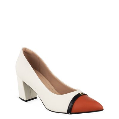 Scarpin Bico Texturizado Multicor Off-White
