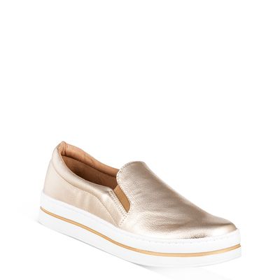 Tênis Slip On Flat Ouro