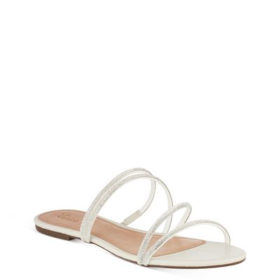 Rasteira com Tira de Strass Off-White
