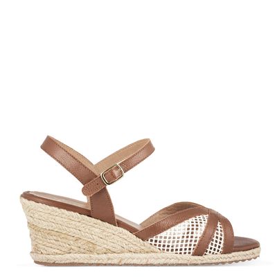Sandália Anabela Espadrille Bicolor Chocolate