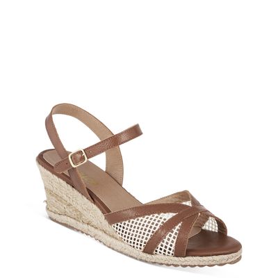 Sandália Anabela Espadrille Bicolor Chocolate