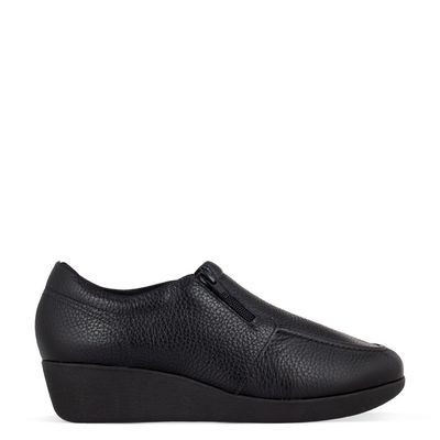 Mocassim Usaflex Salto Anabela Preto