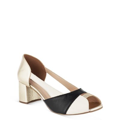 Sandália com Recortes Multicor Off-White