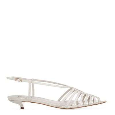 Sandália Tiras Salto Baixo Off-White