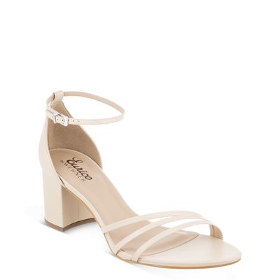 Sandália Salto Médio com Tiras Off-White