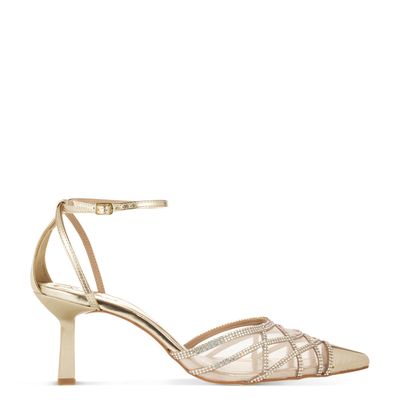 Scarpin com Transparência e Strass Ouro