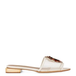 Rasteira Salto Madeira Multicor Off-White