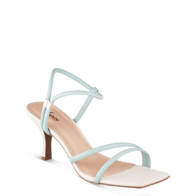 Sandália Salto Fino Bicolor Azul