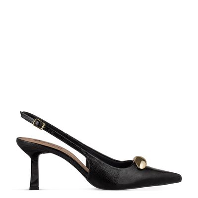 Slingback com Enfeite Preto