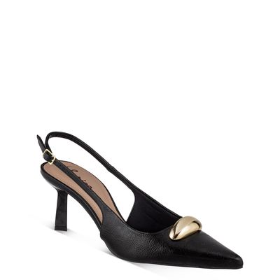Slingback com Enfeite Preto
