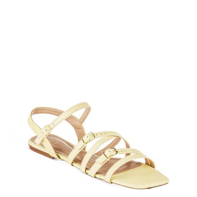 Rasteira Tiras com Fivelas Amarelo