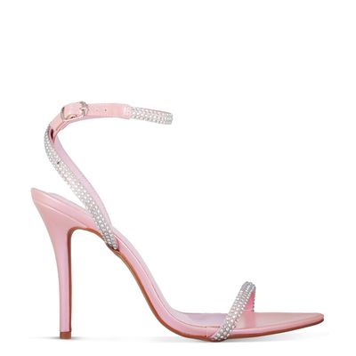 Sandália Salto Alto com Strass Rosa