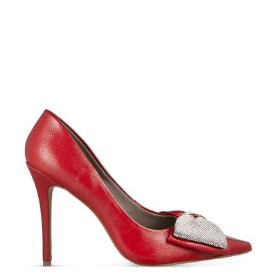 Scarpin Laço com Strass Vermelho