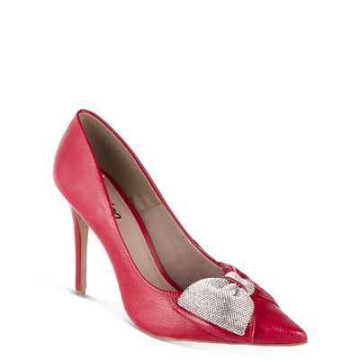 Scarpin Laço com Strass Vermelho