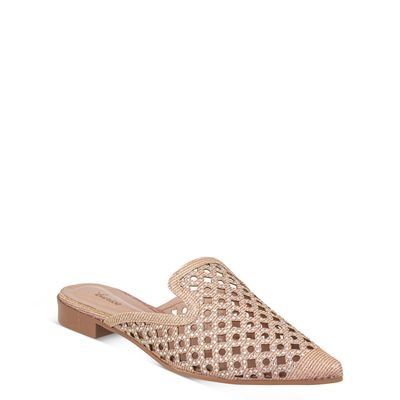 Mule Bico Fino com recortes e strass Ouro